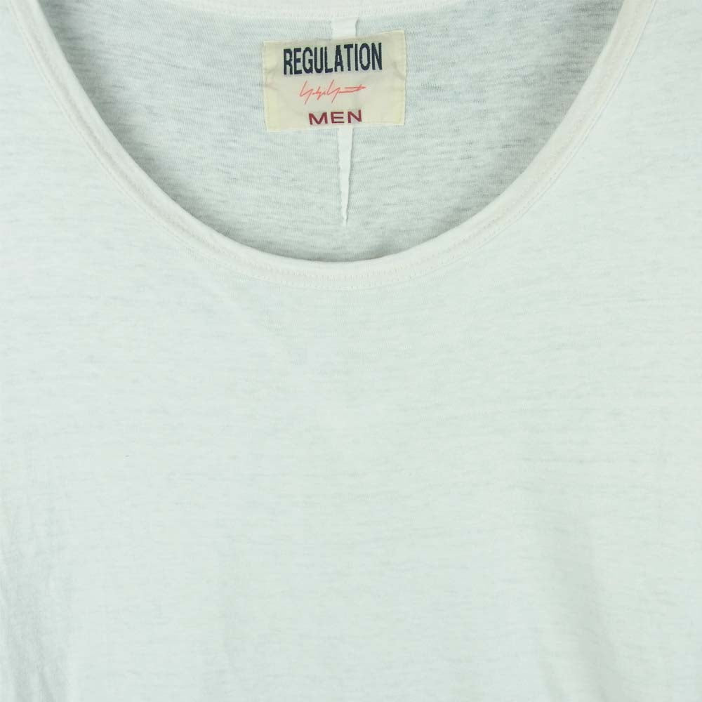 Yohji Yamamoto ヨウジヤマモト HD-T55-076 REGULATION MEN 21SS BELGIUM LINEN PLAIN STITCH U NECK HALF SLEEVES ベルギーリネン Uネック 半袖 Tシャツ オフホワイト系 1【中古】