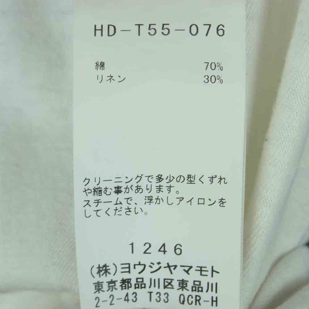 Yohji Yamamoto ヨウジヤマモト HD-T55-076 REGULATION MEN 21SS BELGIUM LINEN PLAIN STITCH U NECK HALF SLEEVES ベルギーリネン Uネック 半袖 Tシャツ オフホワイト系 1【中古】