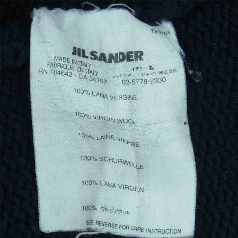 JIL SANDER ジルサンダー ハイネック ニット セーター ウール イタリア製 ダークネイビー系 44【中古】