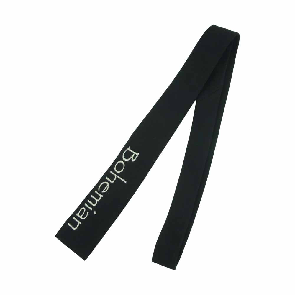 Yohji Yamamoto ヨウジヤマモト PUUR HOMME プールオム 21AW HX-N08-164 W/GABARDINE MESSAGE TIE B ウールギャバ Bohemian刺繍 スクエアタイ ネクタイ ブラック系【美品】【中古】