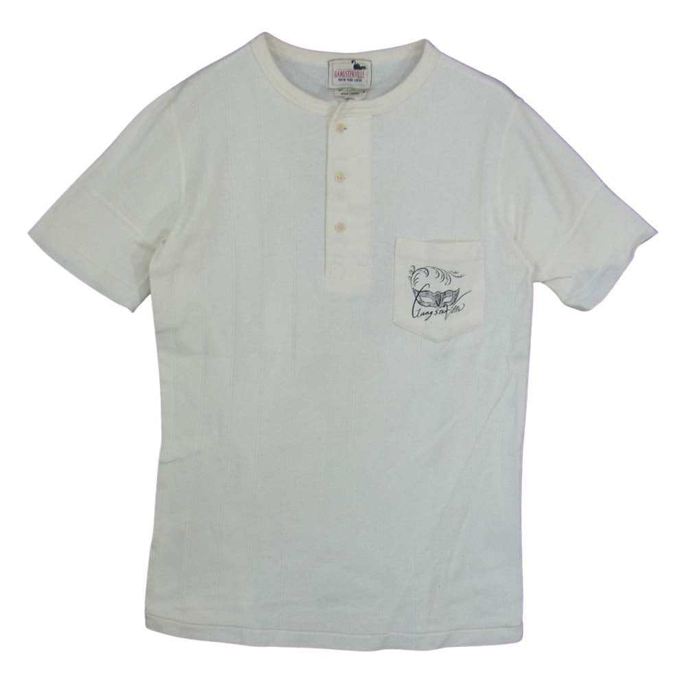 GANGSTERVILLE ギャングスタービル 3B ヘンリーネック 半袖 Tシャツ オフホワイト系 S【中古】