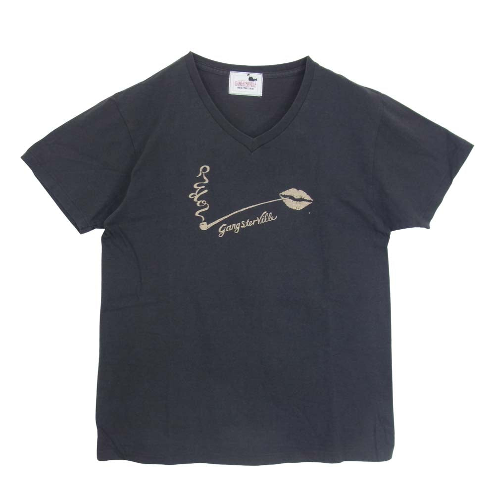 GANGSTERVILLE ギャングスタービル Vネック プリント Tシャツ チャコール系 サイズ表記無【中古】