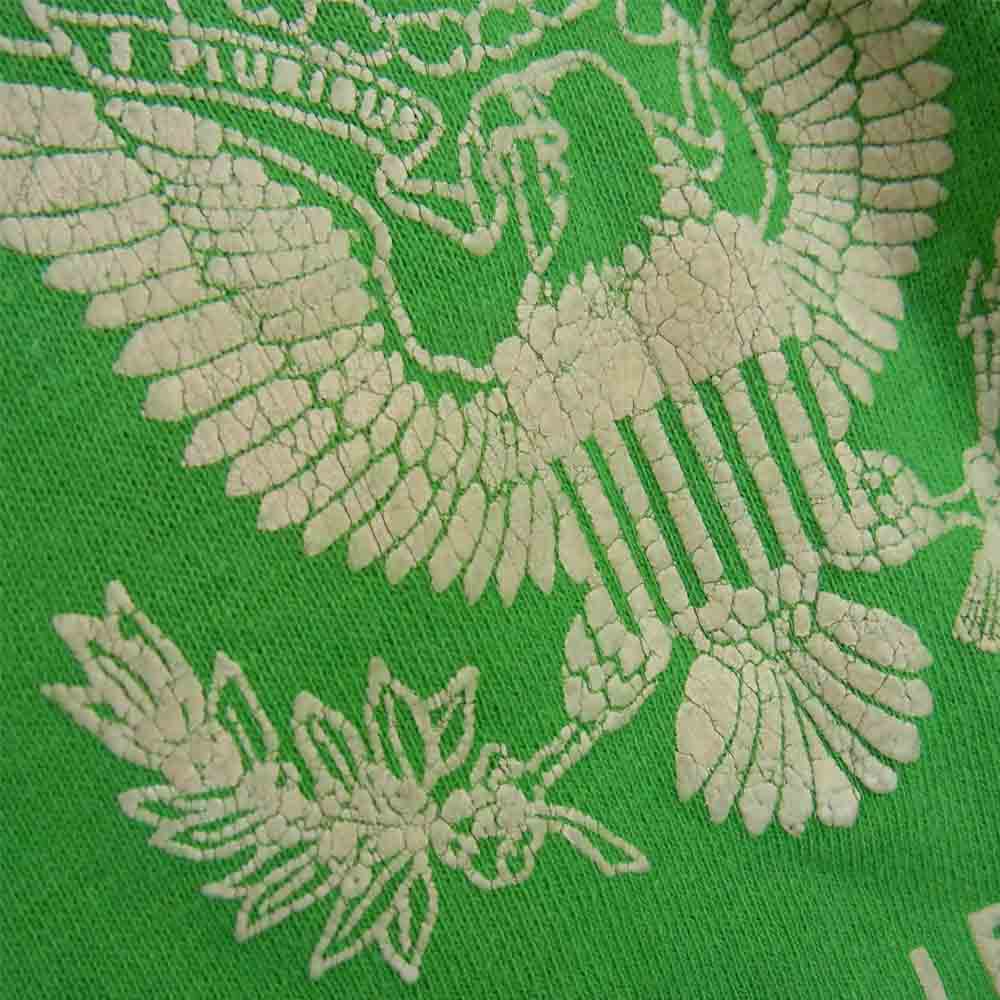 米軍 ヴィンテージ フロッキー プリント ラグラン 半袖  グリーン系 サイズ表記無【中古】