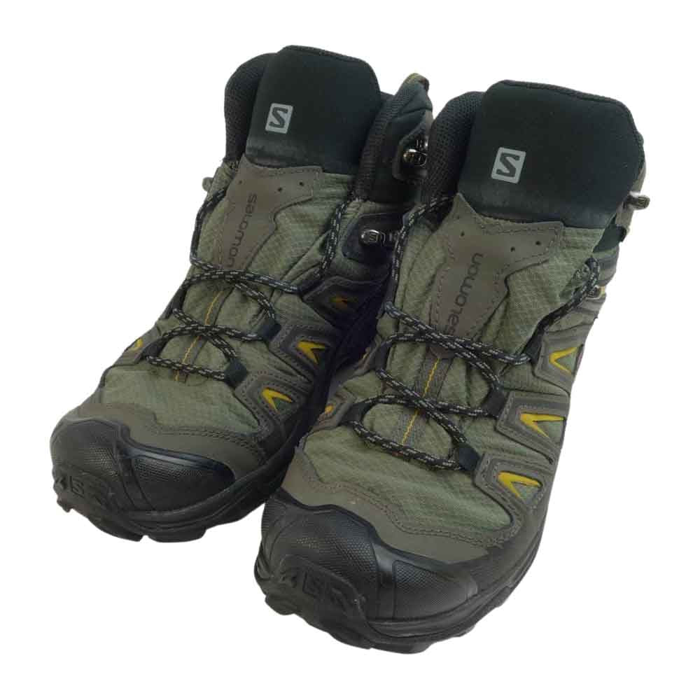 salomon サロモン 401337 X Ultra 3 Mid エックス ウルトラ 3 ミッド ゴアテックス シューズ チャコール系 カーキ系 26cm【美品】【中古】