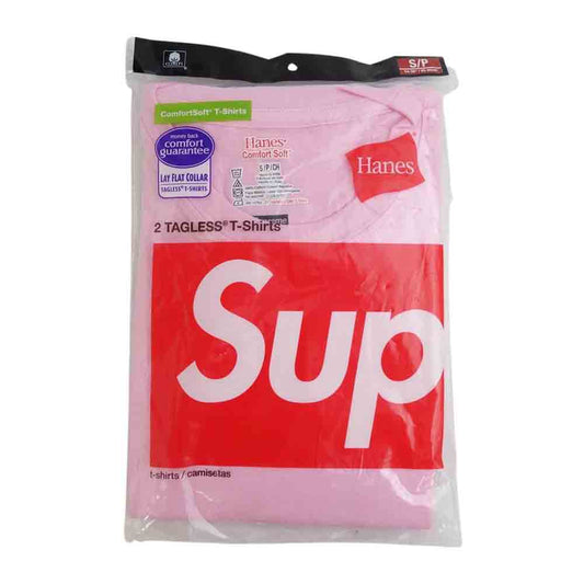Supreme シュプリーム 21AW × Hanes Checker Tagless Tees (2 Pack) ヘインズ 半袖Tシャツ パックT 2枚セット ピンク系 S【新古品】【未使用】【中古】
