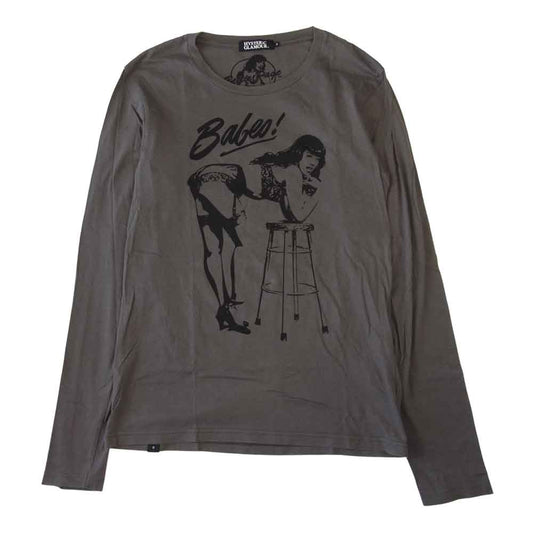 HYSTERIC GLAMOUR ヒステリックグラマー 0231CL02 Bettie Page ガール プリント 長袖 Tシャツ グレー系 S【中古】
