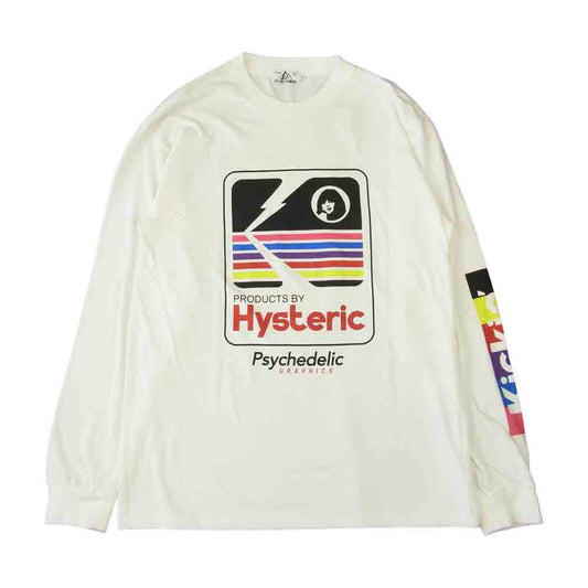 HYSTERIC GLAMOUR ヒステリックグラマー 02203CL PSYCH GRAPHICS 長袖 Tシャツ ホワイト系 S【中古】