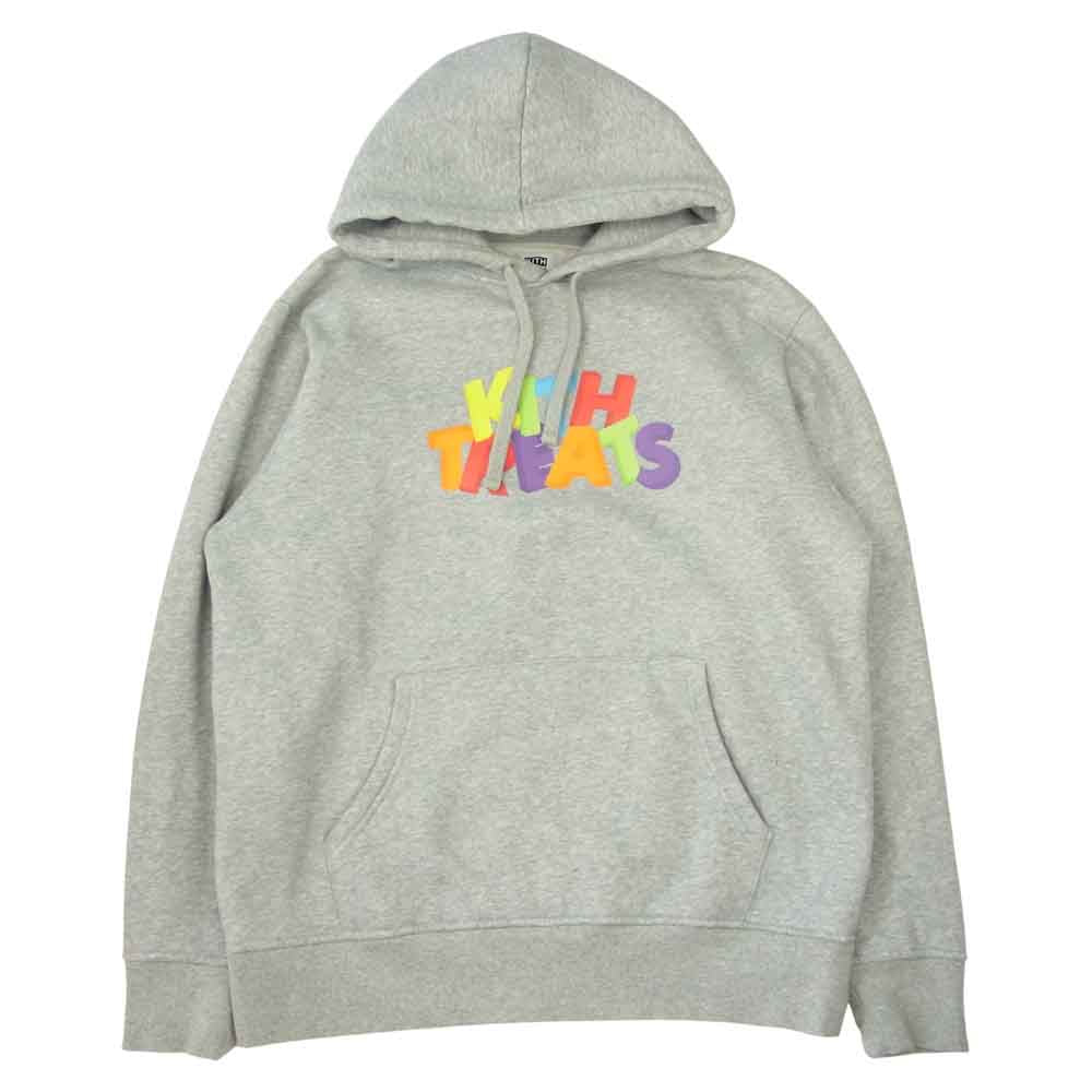 キス 18AW TREATS 3D HOODIE 3D ロゴ フーディー プリント プルオーバー 裏起毛 パーカー グレー系 M【中古】