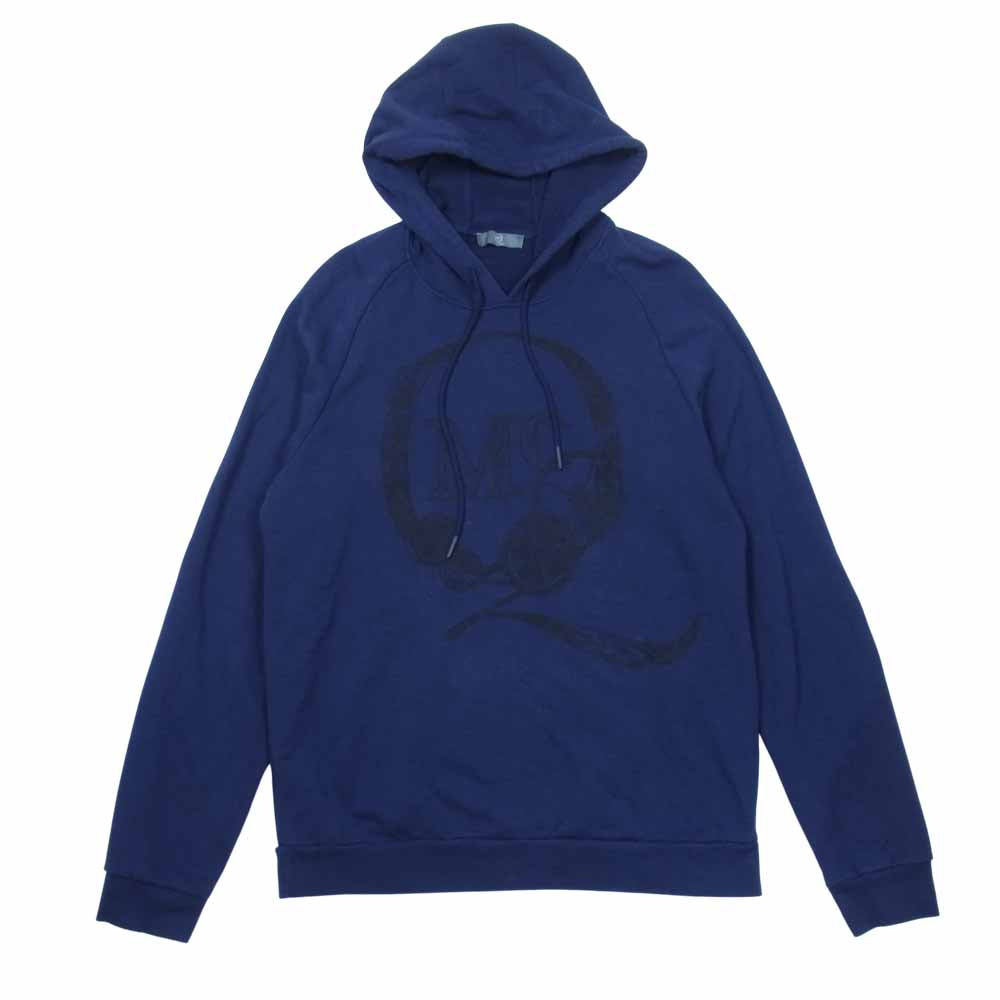 Alexander McQueen アレキサンダーマックイーン MCQ 国内正規品 ロゴプリント プルオーバー パーカー ネイビー系 XL【中古】