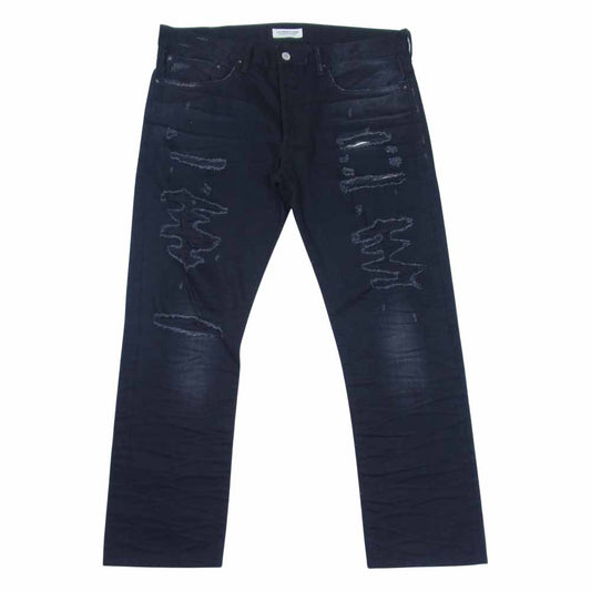 Ron Herman ロンハーマン DENIM 国内正規品 5220600541836 クラッシュ加工 セルビッジ ブラックデニムパンツ ブラック系 34【中古】
