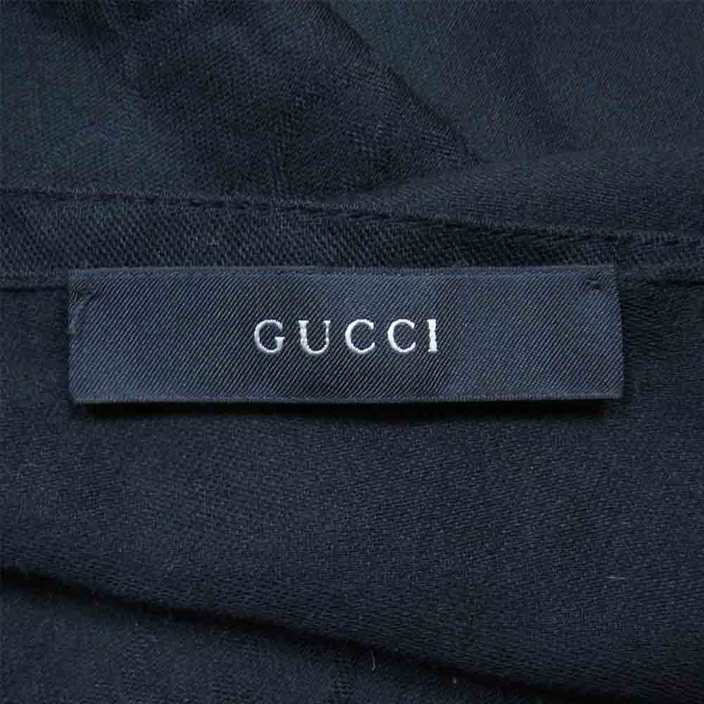 GUCCI グッチ イタリア製 GG柄 シルク混ウール ストール ブラック系【中古】