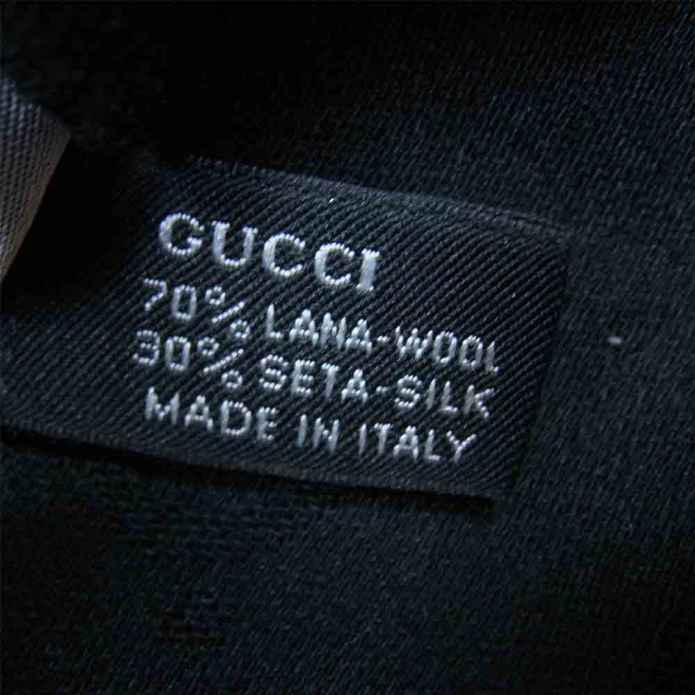 GUCCI グッチ イタリア製 GG柄 シルク混ウール ストール ブラック系【中古】