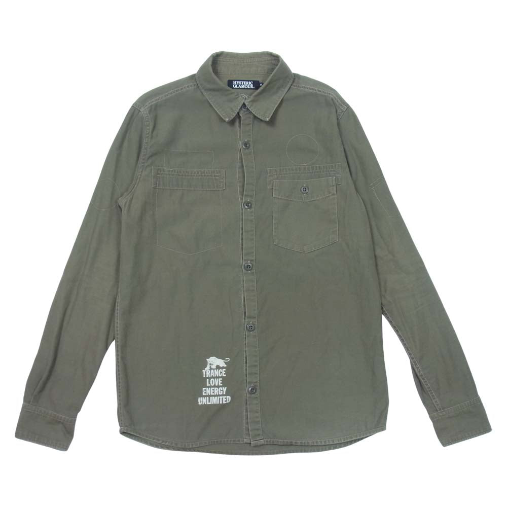 HYSTERIC GLAMOUR ヒステリックグラマー 0211AH04 CM5 BABES IN ARMS MILITARY SHIRTS ベイブス イン アーミー ミリタリー シャツ カーキ系 M【中古】
