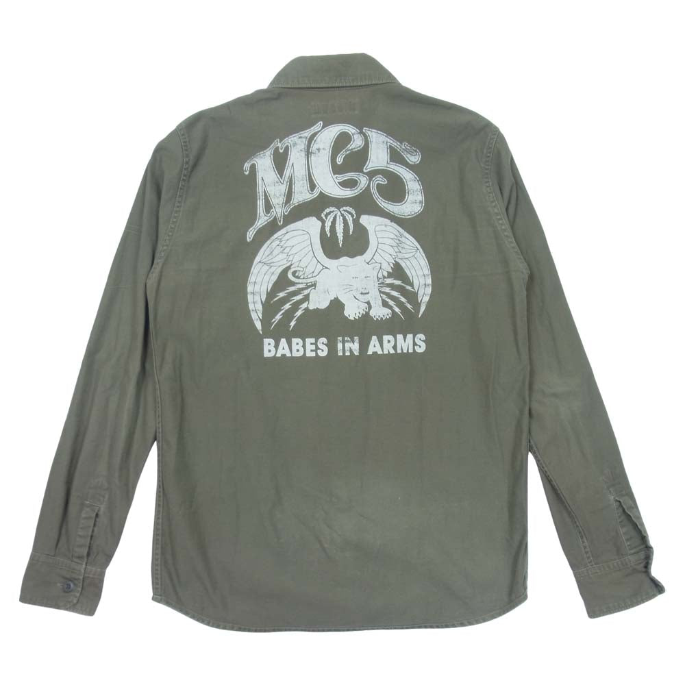 HYSTERIC GLAMOUR ヒステリックグラマー 0211AH04 CM5 BABES IN ARMS MILITARY SHIRTS ベイブス イン アーミー ミリタリー シャツ カーキ系 M【中古】