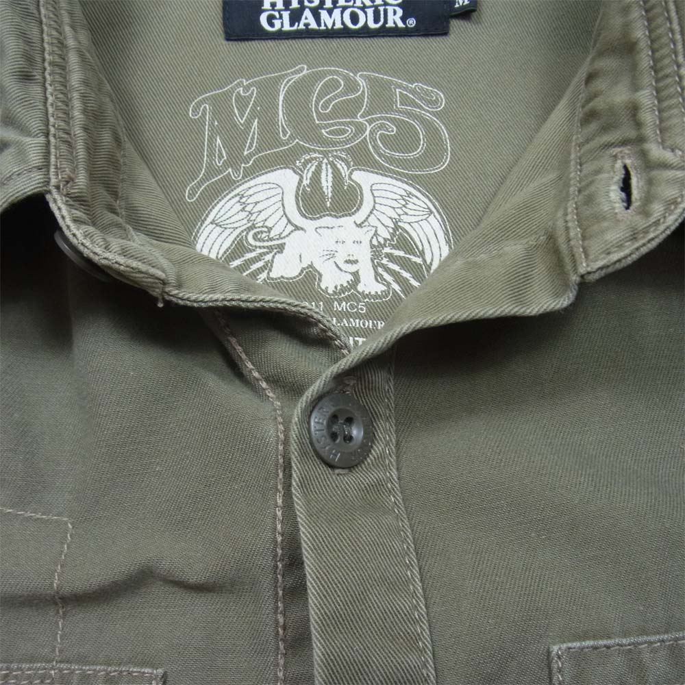 HYSTERIC GLAMOUR ヒステリックグラマー 0211AH04 CM5 BABES IN ARMS MILITARY SHIRTS ベイブス イン アーミー ミリタリー シャツ カーキ系 M【中古】
