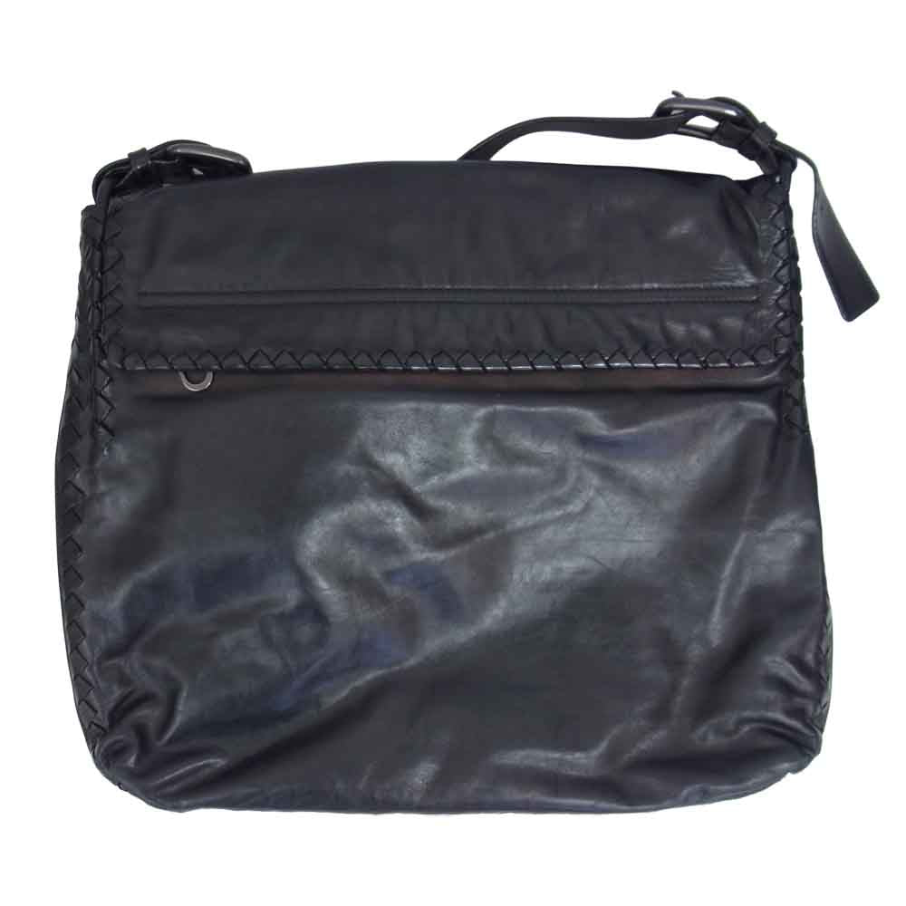 BOTTEGAVENETA ボッテガヴェネタ イントレチャート レザー ショルダー バッグ ブラック系【中古】