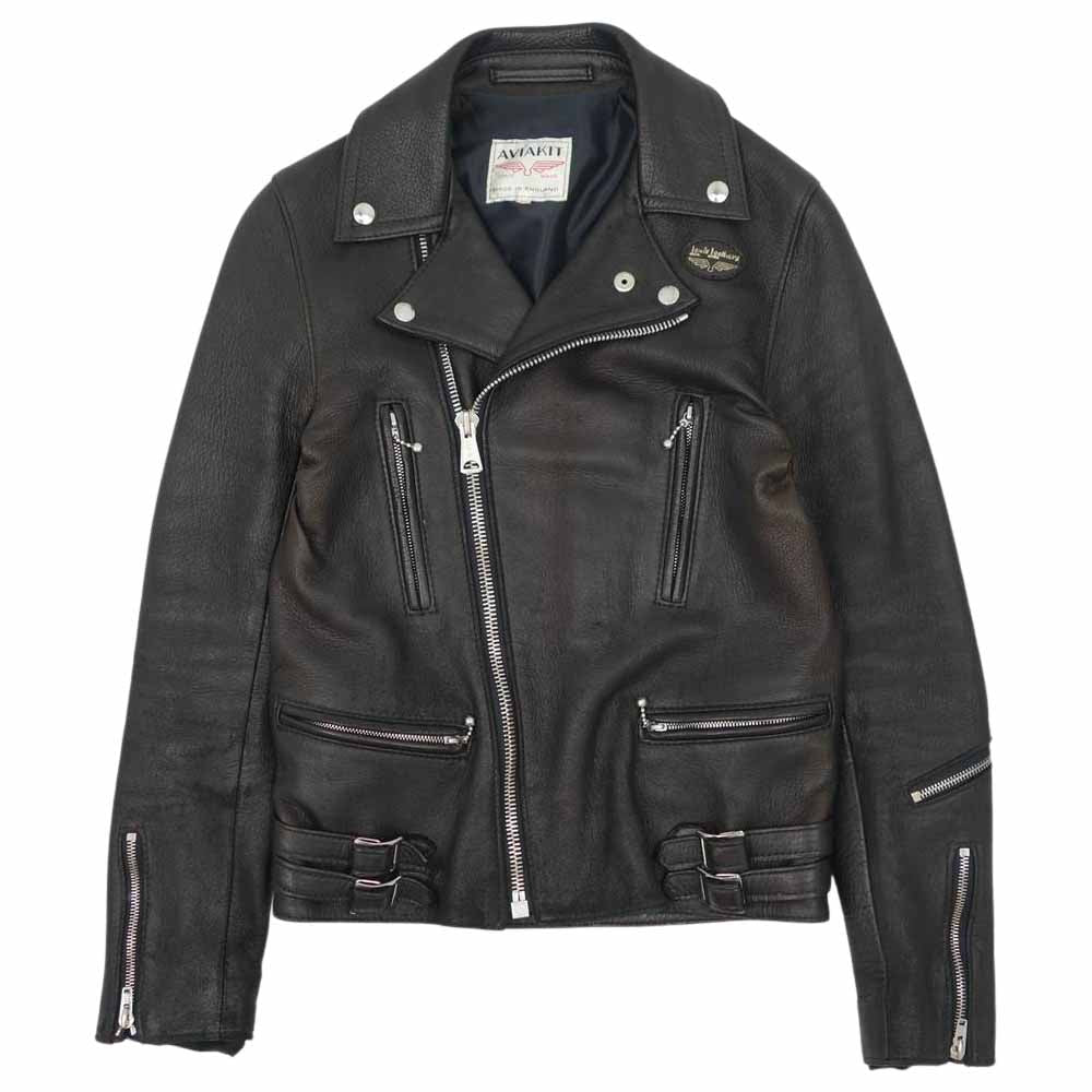 Lewis Leathers ルイスレザー THE REAL McCOY'S リアルマッコイズ 別注 391T Lightning ディアスキン ライトニング レザー ライダース ジャケット ブラック系 34【中古】