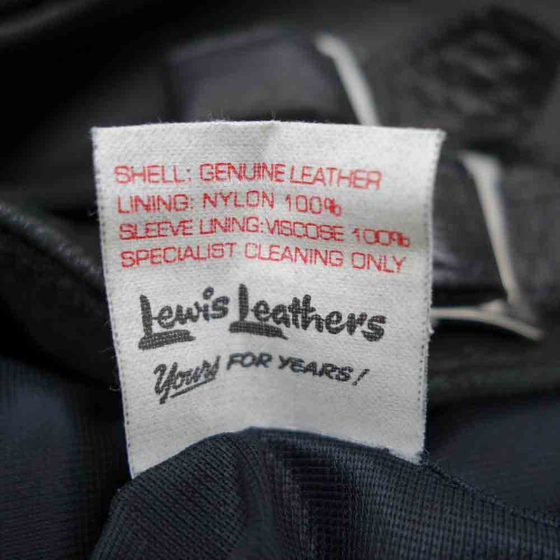 Lewis Leathers ルイスレザー THE REAL McCOY'S リアルマッコイズ 別注 391T Lightning ディアスキン ライトニング レザー ライダース ジャケット ブラック系 34【中古】