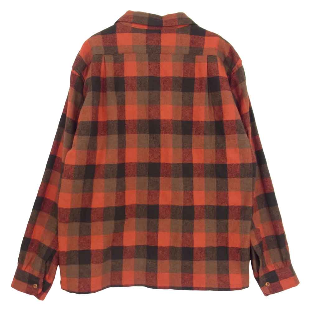 TENDERLOIN テンダーロイン T-WOOL SHT P ウール 長袖 オープンカラー 開襟 チェック シャツ レッド系 M【中古】