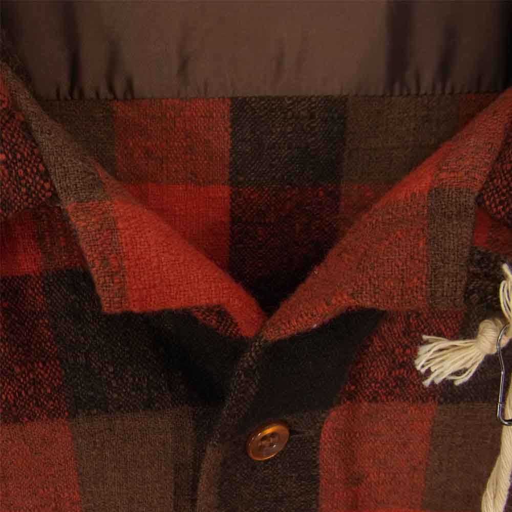 TENDERLOIN テンダーロイン T-WOOL SHT P ウール 長袖 オープンカラー 開襟 チェック シャツ レッド系 M【中古】