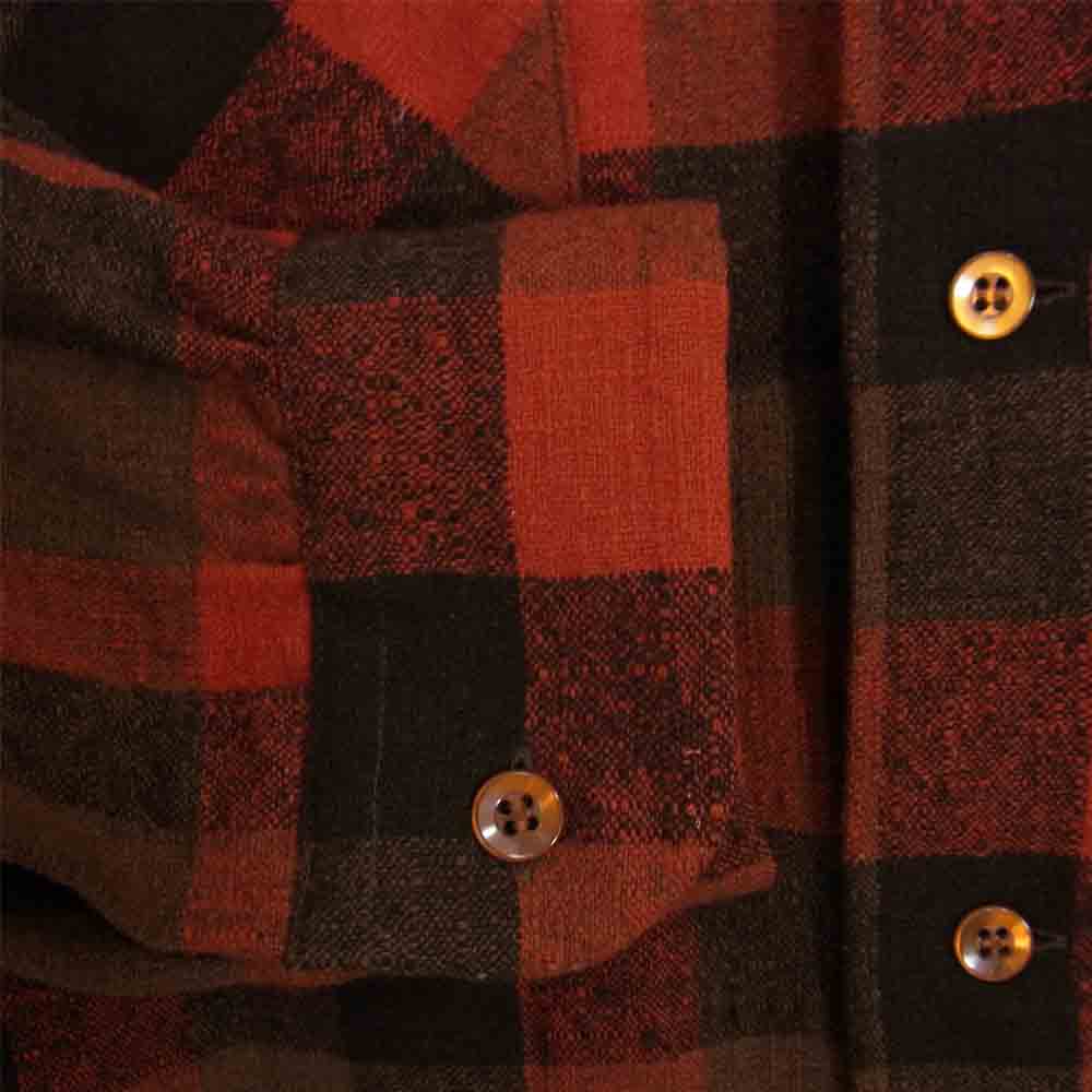 TENDERLOIN テンダーロイン T-WOOL SHT P ウール 長袖 オープンカラー 開襟 チェック シャツ レッド系 M【中古】