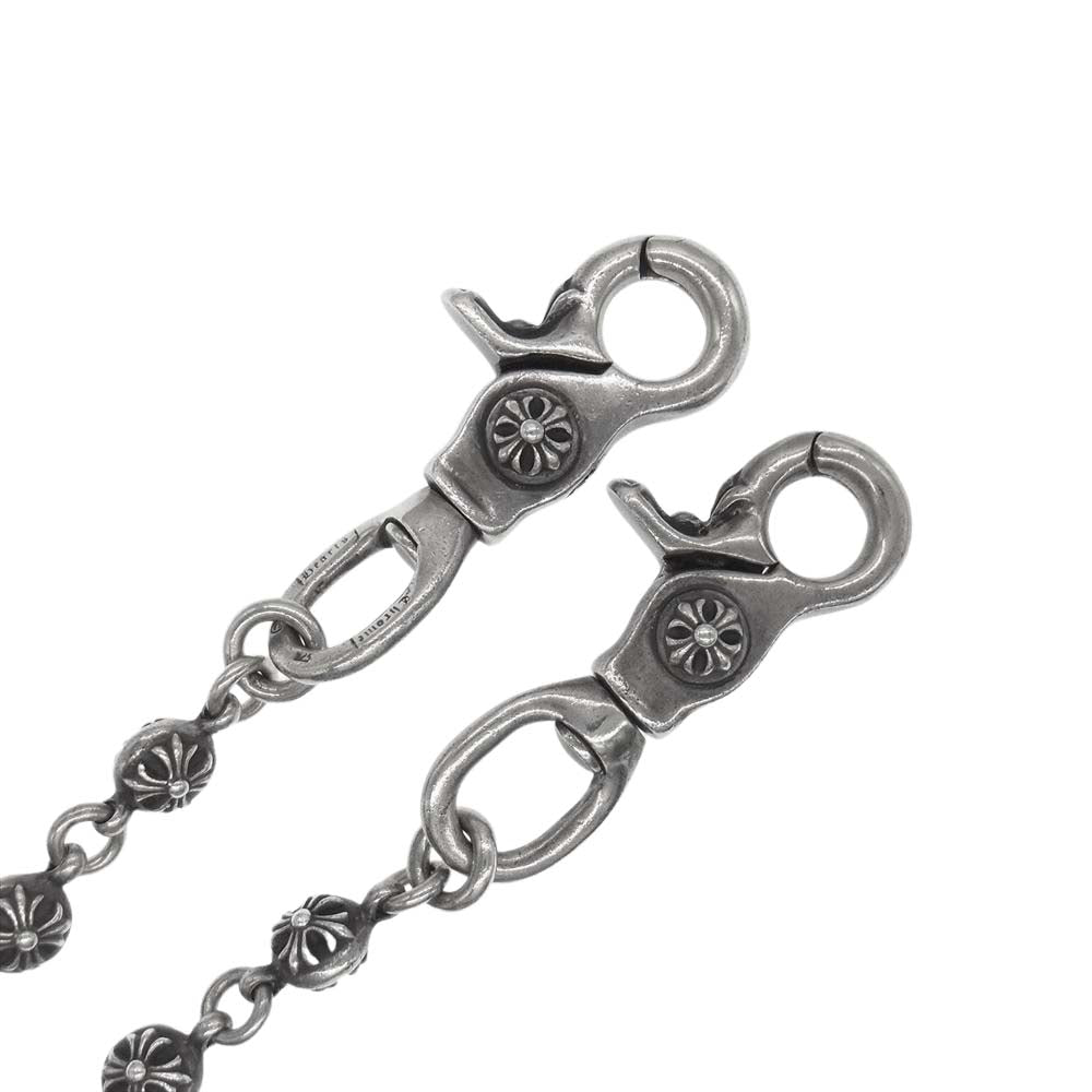CHROME HEARTS クロムハーツ（原本無） 2クリップ ショート クロスボール ウォレットチェーン シルバー系【中古】