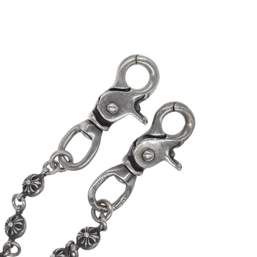 CHROME HEARTS クロムハーツ（原本無） 2クリップ ショート クロスボール ウォレットチェーン シルバー系【中古】