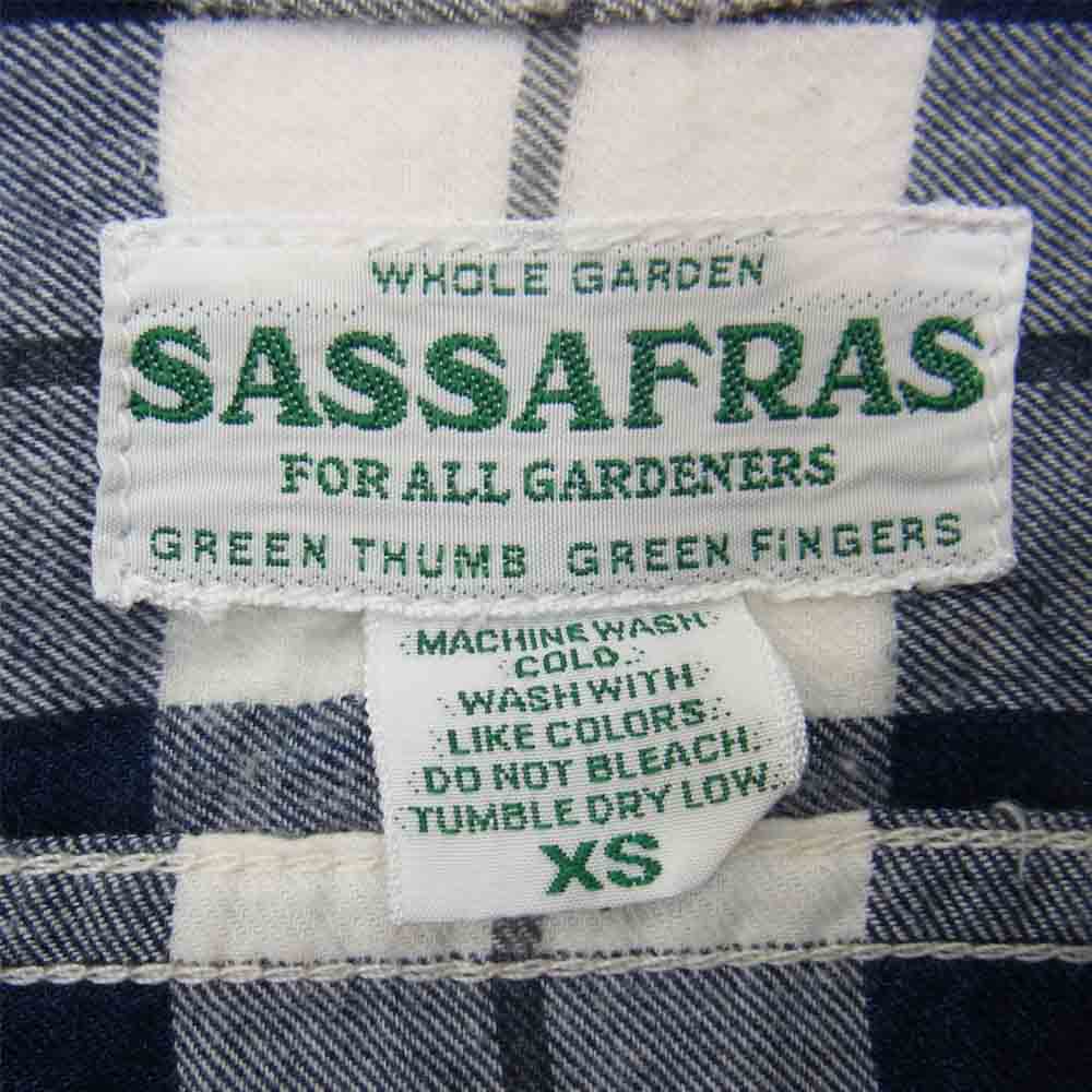SASAFRAS ササフラス GARDENER ガーデナー チェック 長袖 シャツ ネイビー系 XS【中古】
