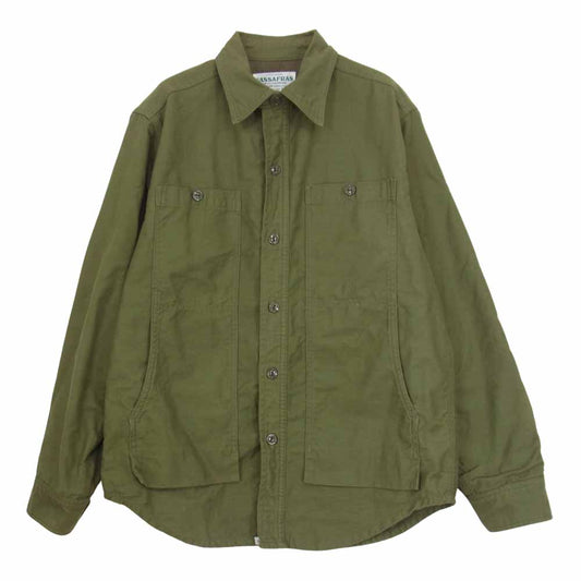 SASAFRAS ササフラス FEEL SUN HALF + フィール サン ハーフプラス ミリタリー シャツ ジャケット カーキ系 XS【中古】