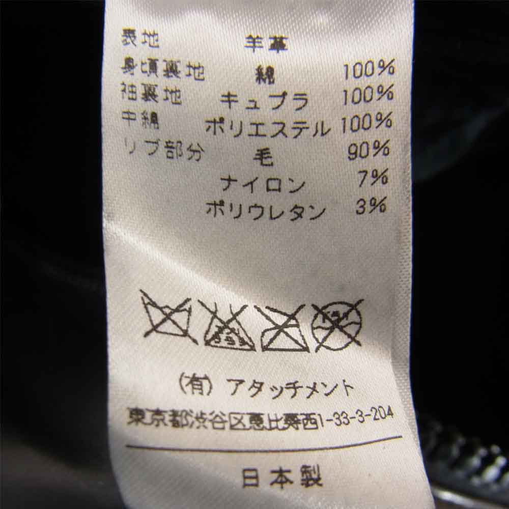 ATTACHMENT アタッチメント 2-WAY TYPE LAMB LEATHER SINGLE RIDERS PADDED JACKET パテッド ラムレザー シングル ライダース ブラック系 1【中古】