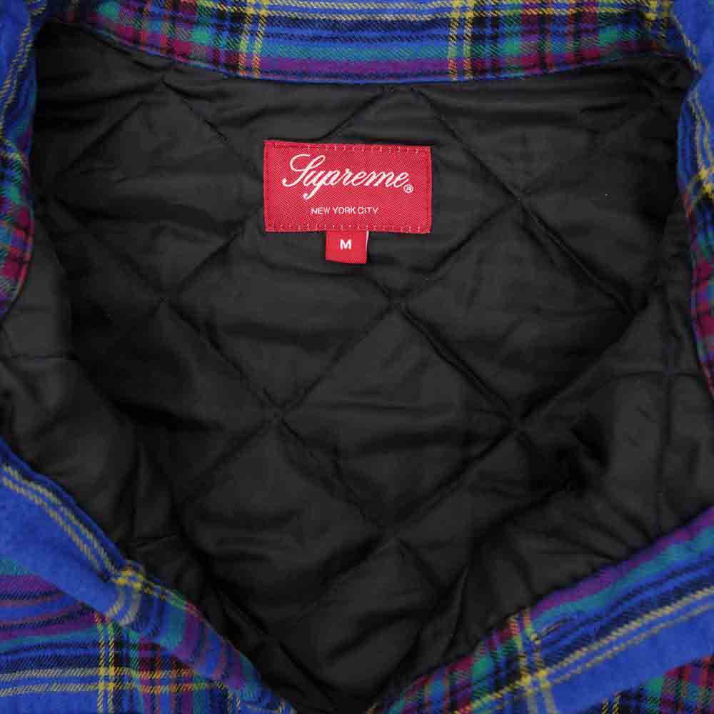 Supreme シュプリーム 21AW Quilted Plaid Flannel Shirt キルティング フランネル シャツ ブルー系 M【中古】