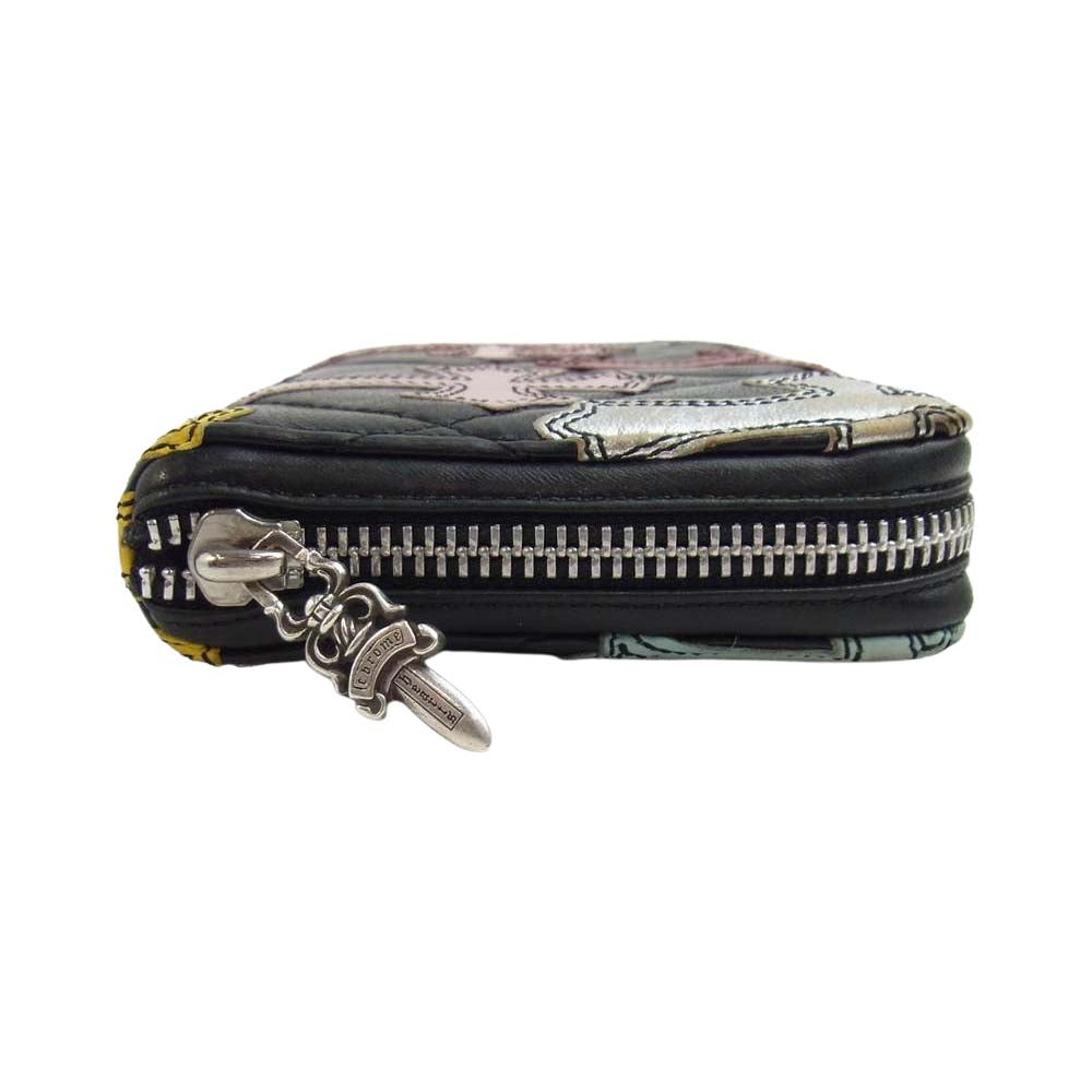 CHROME HEARTS クロムハーツ（原本無） REC F ZIP QUILTED キルテッド クロスパッチ キルティング レザー ウォレット【中古】