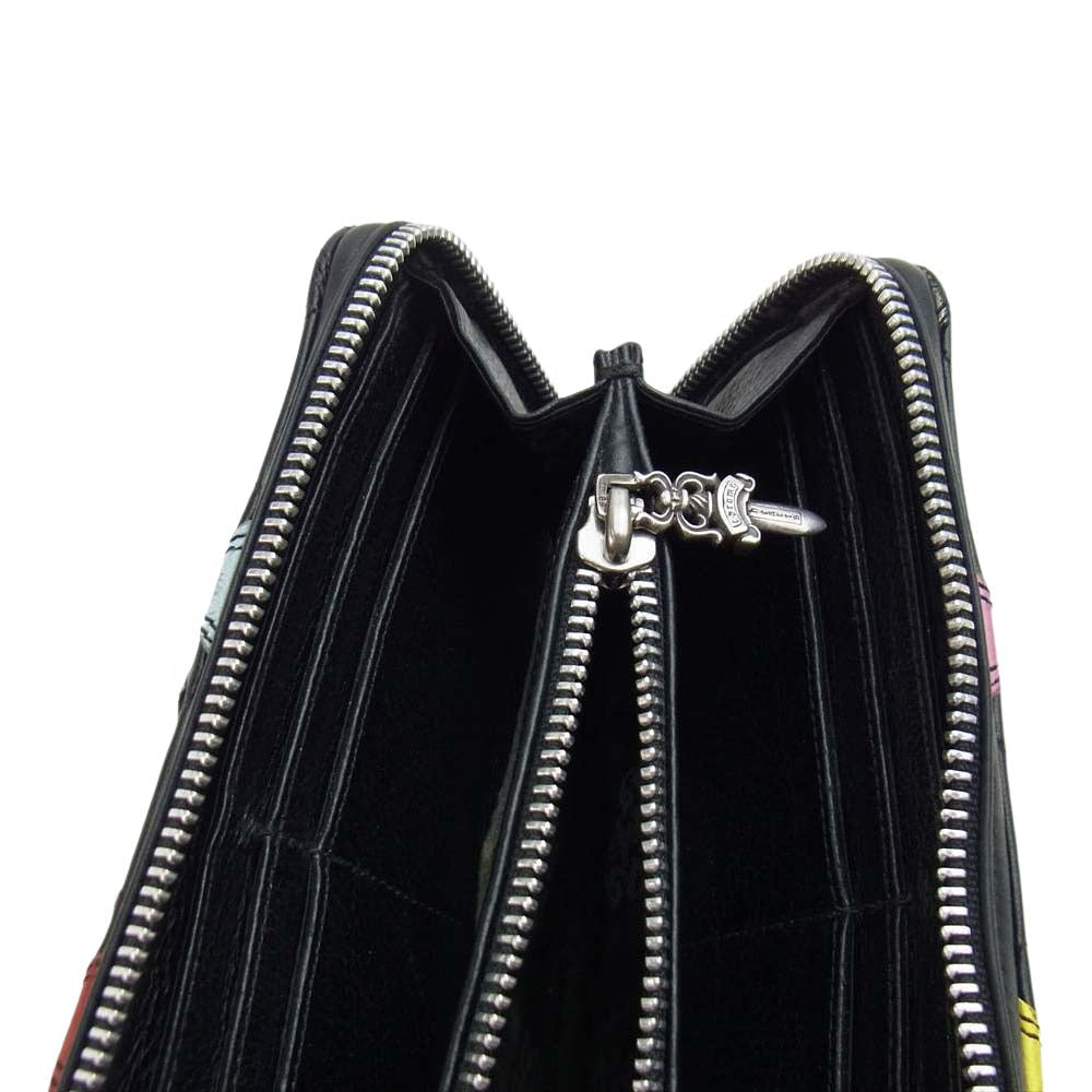 CHROME HEARTS クロムハーツ（原本無） REC F ZIP QUILTED キルテッド クロスパッチ キルティング レザー ウォレット【中古】