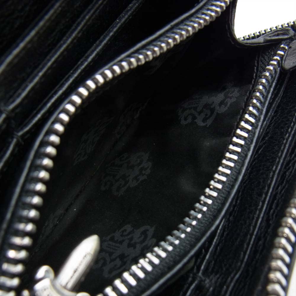 CHROME HEARTS クロムハーツ（原本無） REC F ZIP QUILTED キルテッド クロスパッチ キルティング レザー ウォレット【中古】