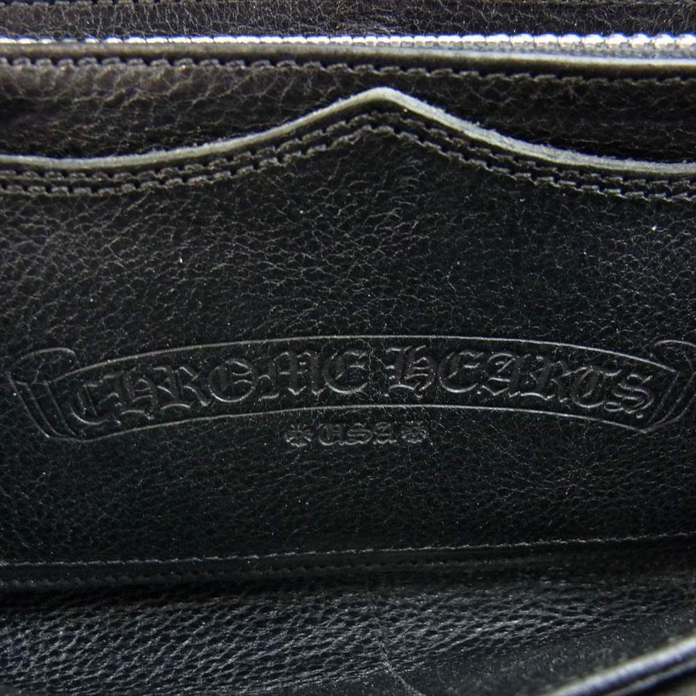 CHROME HEARTS クロムハーツ（原本無） REC F ZIP QUILTED キルテッド クロスパッチ キルティング レザー ウォレット【中古】