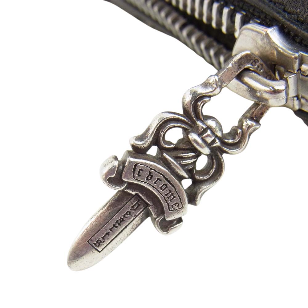 CHROME HEARTS クロムハーツ（原本無） REC F ZIP QUILTED キルテッド クロスパッチ キルティング レザー ウォレット【中古】