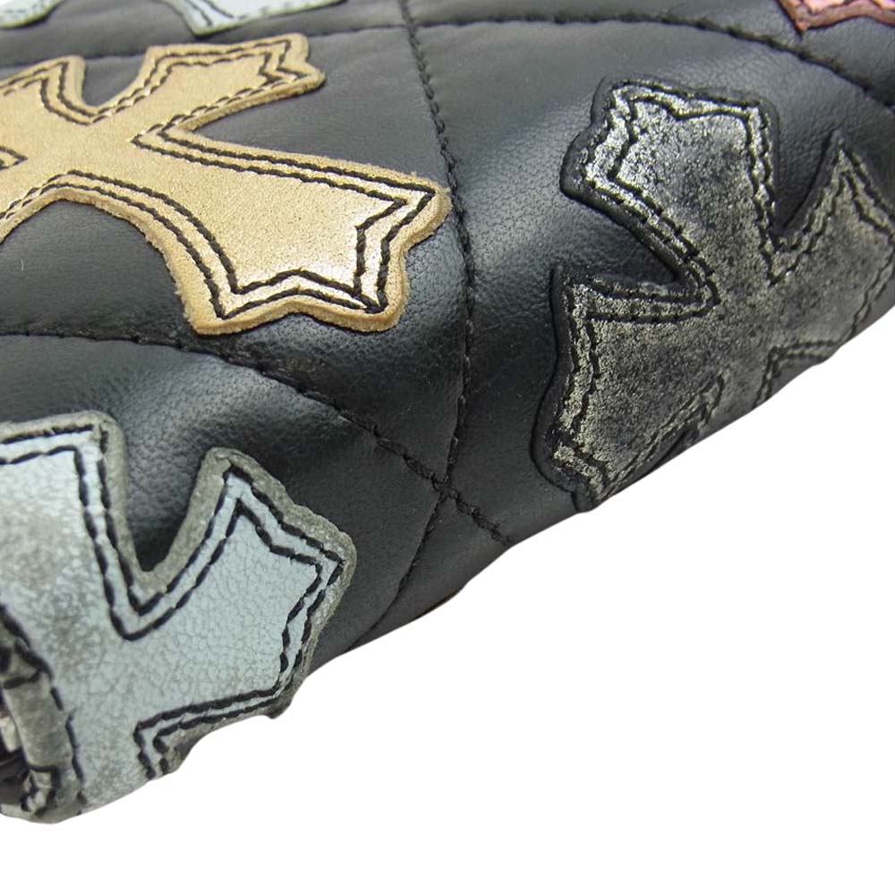 CHROME HEARTS クロムハーツ（原本無） REC F ZIP QUILTED キルテッド クロスパッチ キルティング レザー ウォレット【中古】