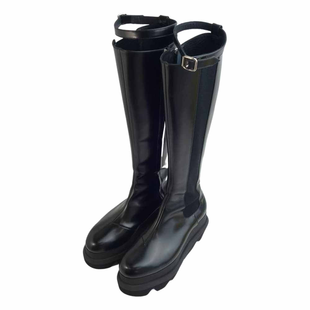 Sacai サカイ 21-05758 LEATHER LONG BOOTS レザー ロング チェルシー ブーツ ブラック系 39【中古】