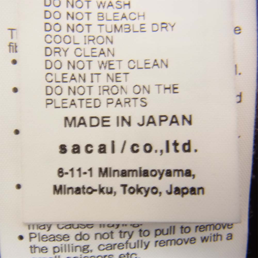 Sacai サカイ 21AW 21-05822 プリーツ 切替 ドレス ワンピース ブラック系 3【中古】