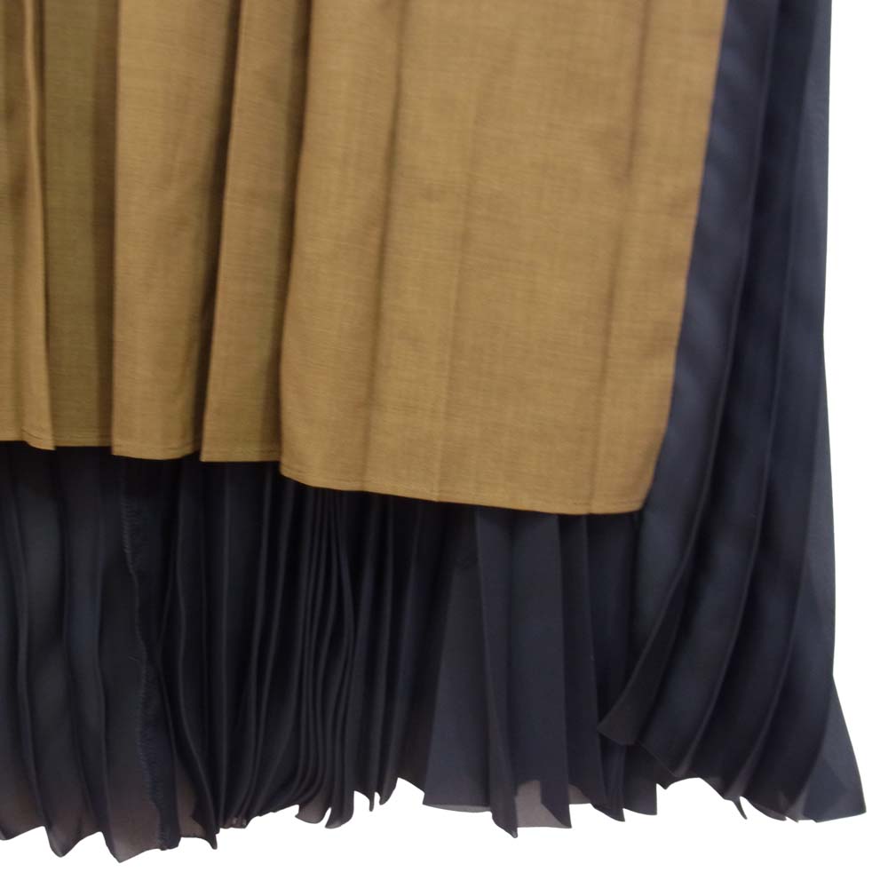 Sacai サカイ 21AW 21-05822 プリーツ 切替 ドレス ワンピース ブラック系 3【中古】