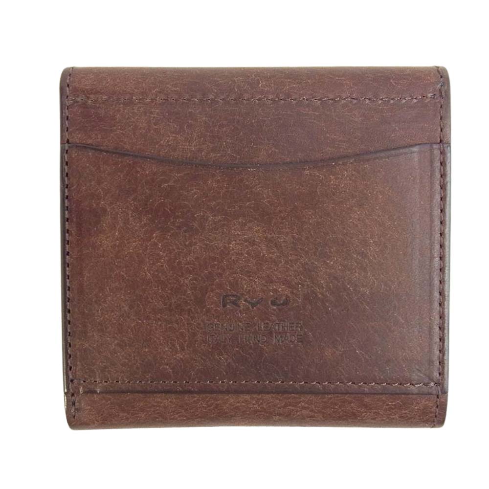リュウ レザー 2つ折り ウォレット ブラウン系【美品】【中古】