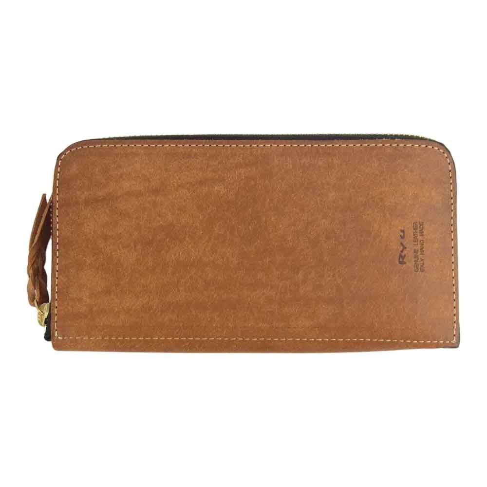 リュウ ラウンドジップ レザー ロングウォレット ブラウン系【美品】【中古】
