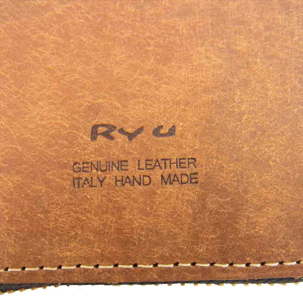 リュウ ラウンドジップ レザー ロングウォレット ブラウン系【美品】【中古】