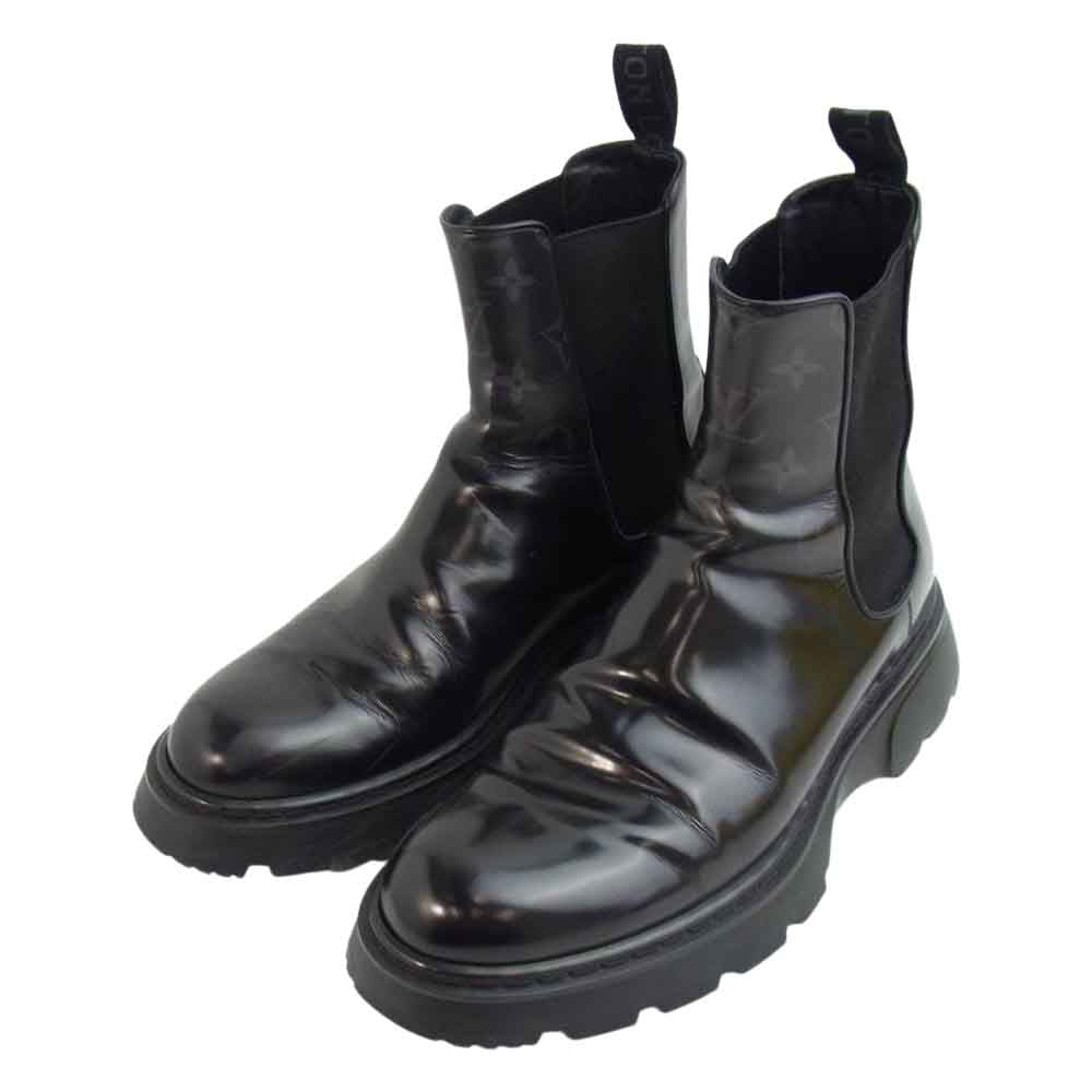 LOUIS VUITTON ルイ・ヴィトン 1A9FE9 LVボールド ライン モノグラム サイドゴア アンクルブーツ ブラック系 実寸約27cm【中古】