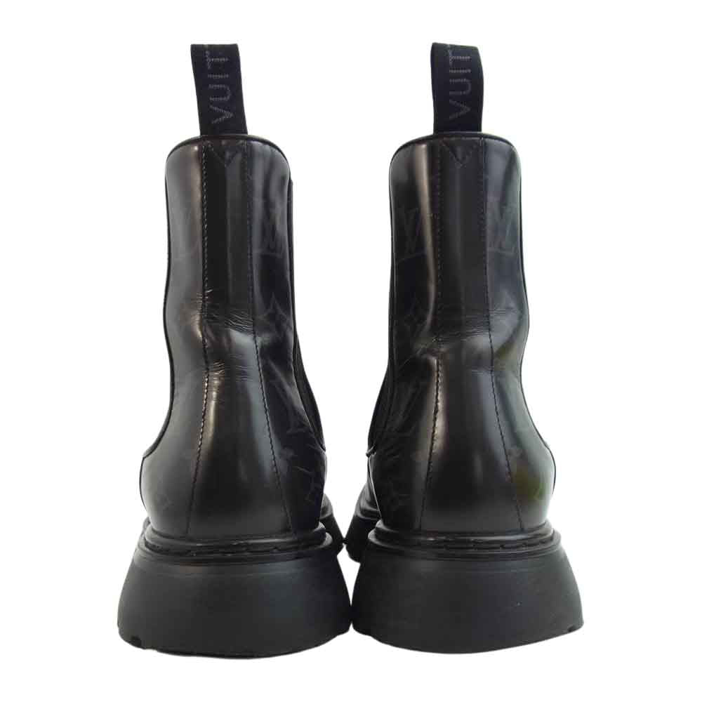 LOUIS VUITTON ルイ・ヴィトン 1A9FE9 LVボールド ライン モノグラム サイドゴア アンクルブーツ ブラック系 実寸約27cm【中古】