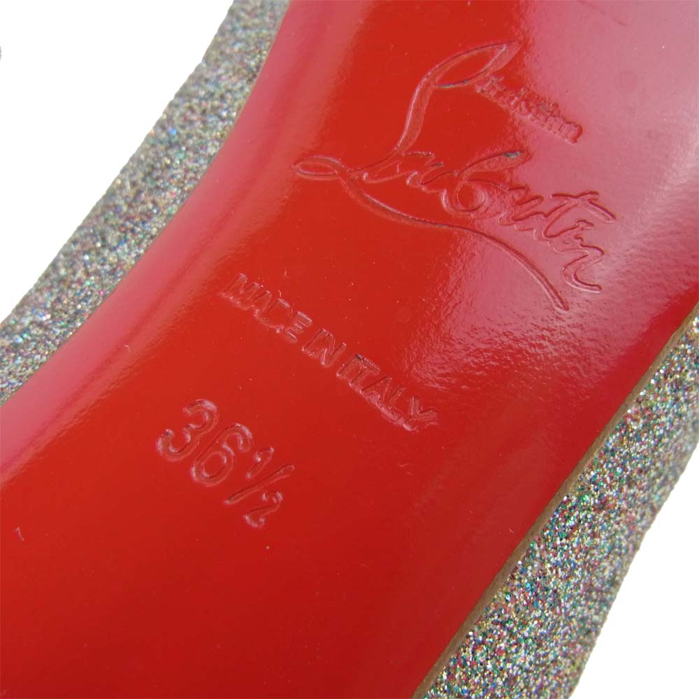 Christian Louboutin クリスチャンルブタン オープントゥ グリッター ラメ ヒール パンプス シルバー系 36.5【中古】