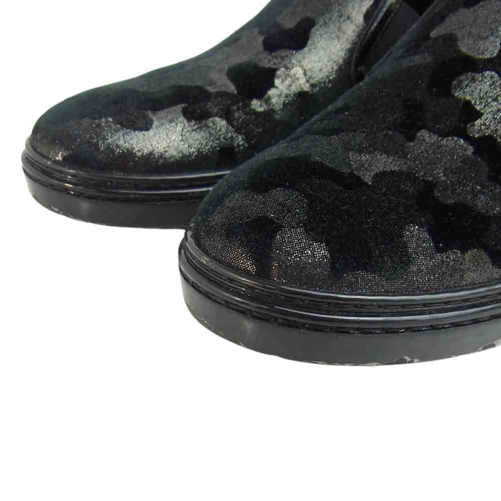 JIMMY CHOO ジミーチュウ パテント ベロア ラメ カモフラ スリッポン ブラック系 43【中古】