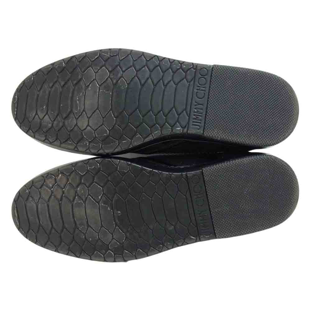 JIMMY CHOO ジミーチュウ パテント ベロア ラメ カモフラ スリッポン ブラック系 43【中古】