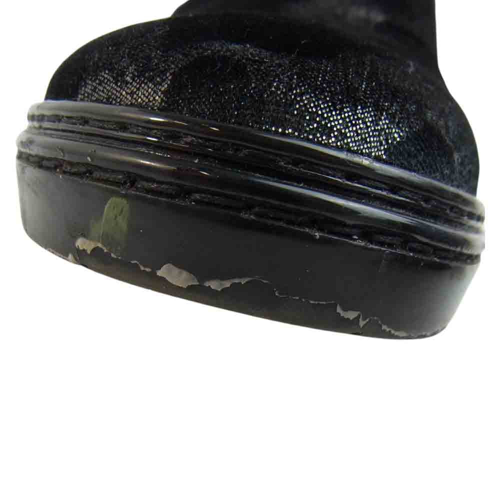 JIMMY CHOO ジミーチュウ パテント ベロア ラメ カモフラ スリッポン ブラック系 43【中古】