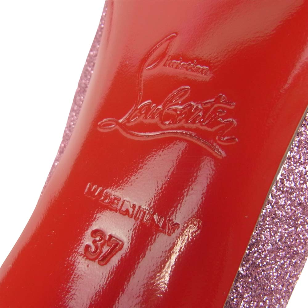 Christian Louboutin クリスチャンルブタン オープントゥ グリッター ラメ ヒール パンプス ピンク系 37【中古】